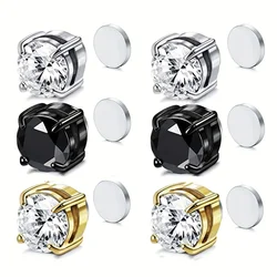 2-6pcs Stainless Steel 6mm Magnetic Stud Earrings For Men, Non-piercing Clip-on Earrings