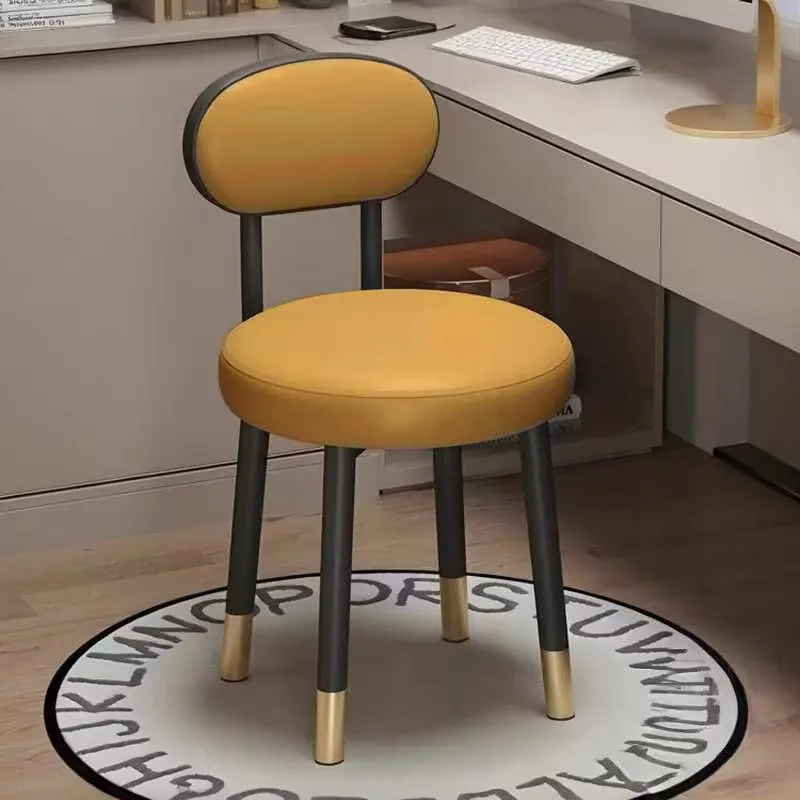 

Yellow Upgrade Makeup Vanity Chair Back Support Narrow Round Makeup Vanity Chair Designer Silla Tocador Bedroom Furniture