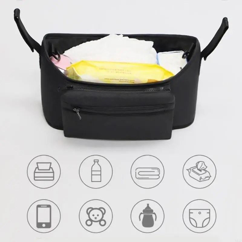 

N84E Large Capacity Pram Bag Stroller Organiser Case for Baby Product Storage