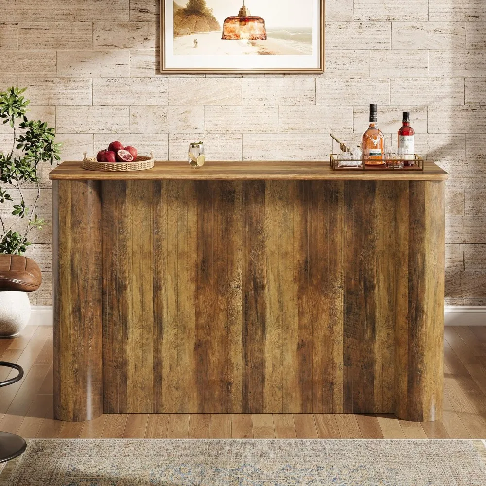 Unidade de bar doméstico de canto de 63 polegadas com armazenamento de 2 camadas para uso em cozinha e pub