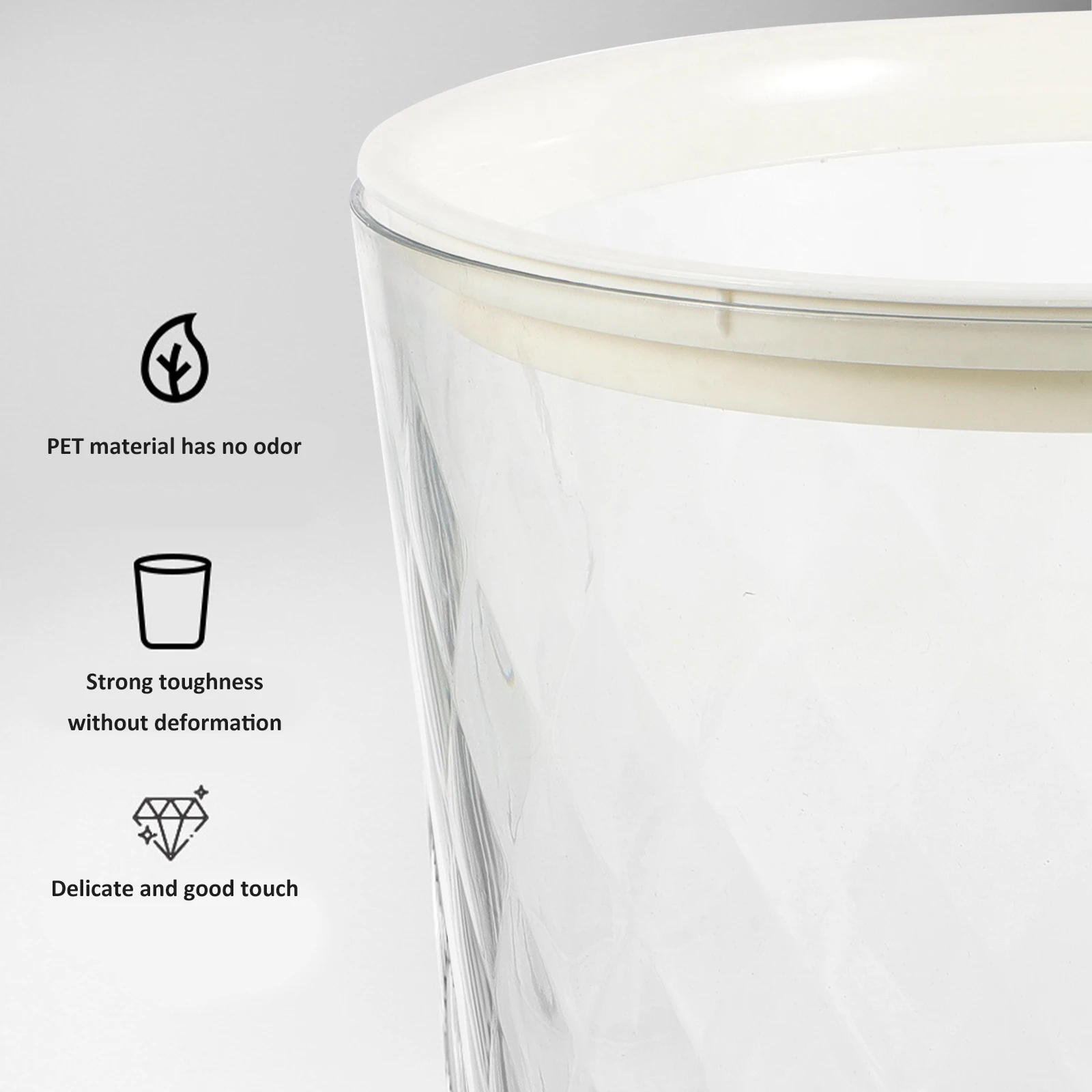

Pet Transparent Press Ring Trash Can Practical Multi Function Household Waste Bucket for Office Kitchen Bathroom Trash Can