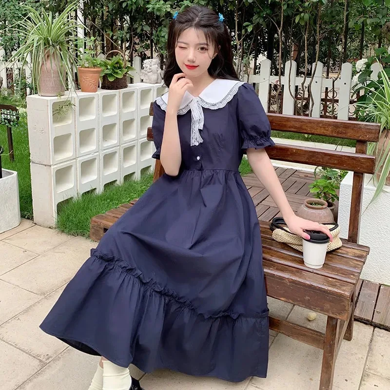 

2023 summer Kids Student Dresses Children Clothes Teens peter panbow Uniform Dress Girls Daily Wear lace mesh Layered 9 12 year