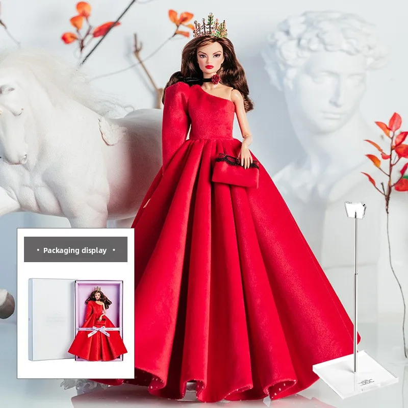 Lalka Supermodelka 32 cm z Ubraniami, z Uchwytami na Lalkę, Garnitur, Modna Sukienka Wieczorowa, Seria Sukienek Księżniczki, Zabawki DIY, Prezenty Kolekcjonerskie w Pudełku