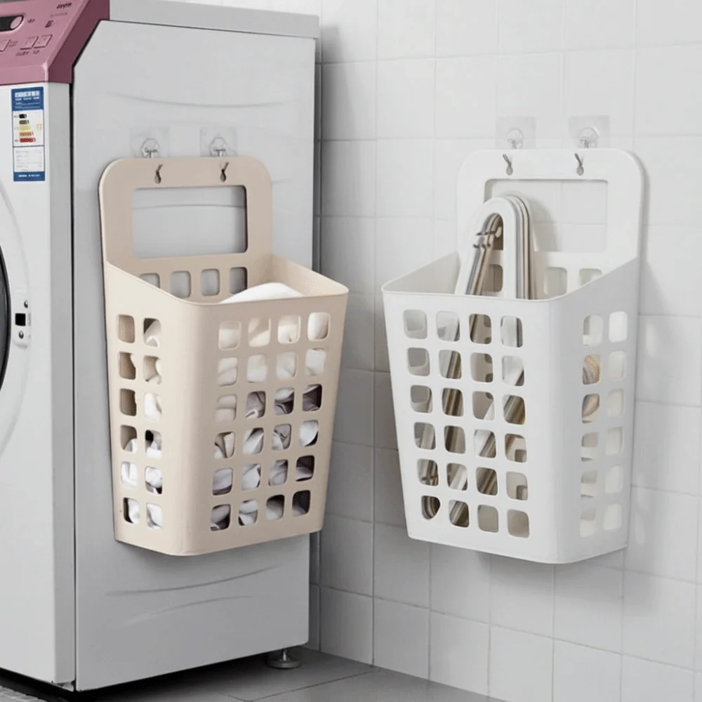 Draining Holes Hanging Laundry Basket Folded Organizer Bin Dirty Laundry Organizer Wall Mount Design Fold Laundry Hamper - view 4