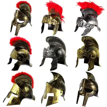 Cosplay Spartan Warrior Hat Masquerade cappello romano caschi Spartacu Samurai medievale antico romano Vintage casco piuma leone Cap