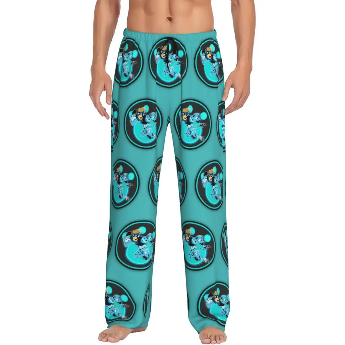 Custom Wild Kratts Blue Color Pajama Pants Men Sleepwear Sleep Lounge Bottoms with Pockets