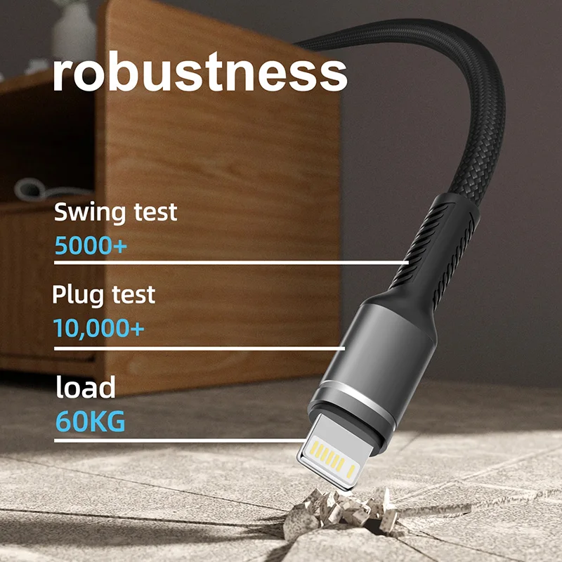 MFi Certified Nylon Braided Fast Charging Cable for Iphone 14 Plus 13 Pro Max 12 11 XR XS 2.4A USB Lightning Super Charge Line - náhled 5