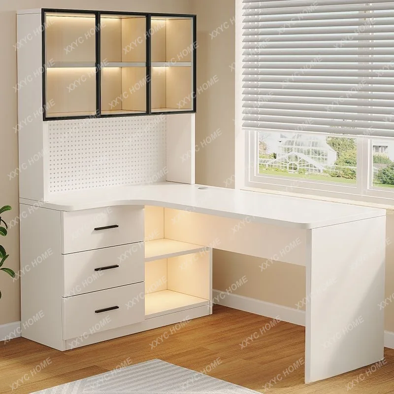 

Factory direct sales corner desk hole board household desk bookshelf study room integrated simple light luxury study table compl