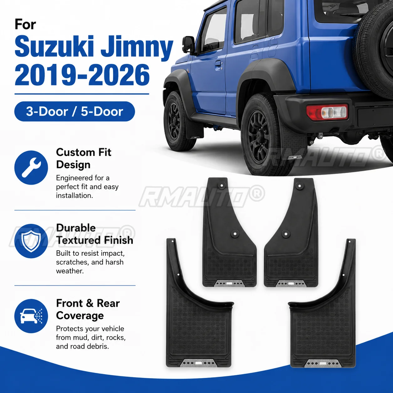 Car Mud Flaps Splash Guards Front Rear Fender Protector For Suzuki Jimny 2019-2026 3-Door 5-Door Car Accessories