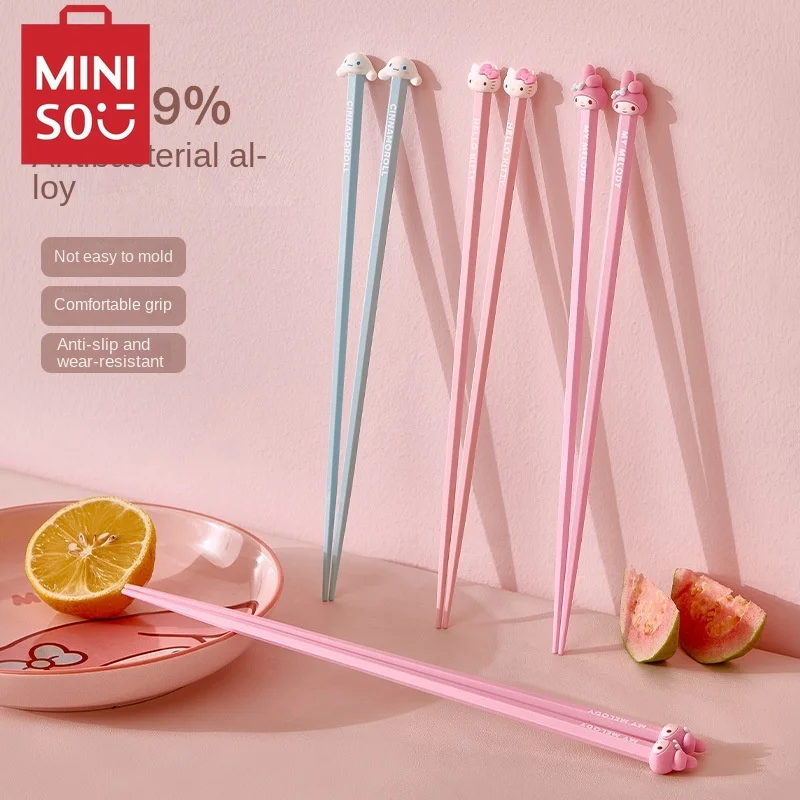 MINISO Sanrio Kitty melody cinnamoroll chopsticks household high value high-end luxury daily special mildew cute kids chopsticks