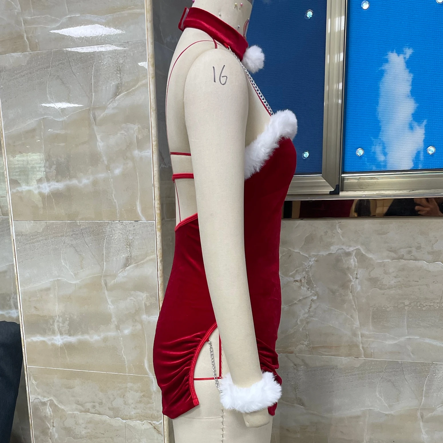 

Рождественская цепочка, красное кружевное нижнее белье, ночная рубашка без рукавов, экзотические юбки с открытой вилкой