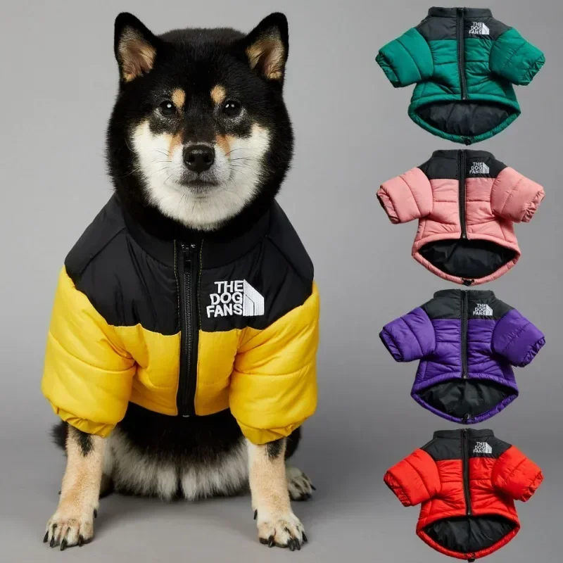 

Dog Face Windproof and Rainproof Winter Coat Jacket for Large Dogs Winter Warm Rain Coat Dog Pet Cotton Clothing Rushing Coat