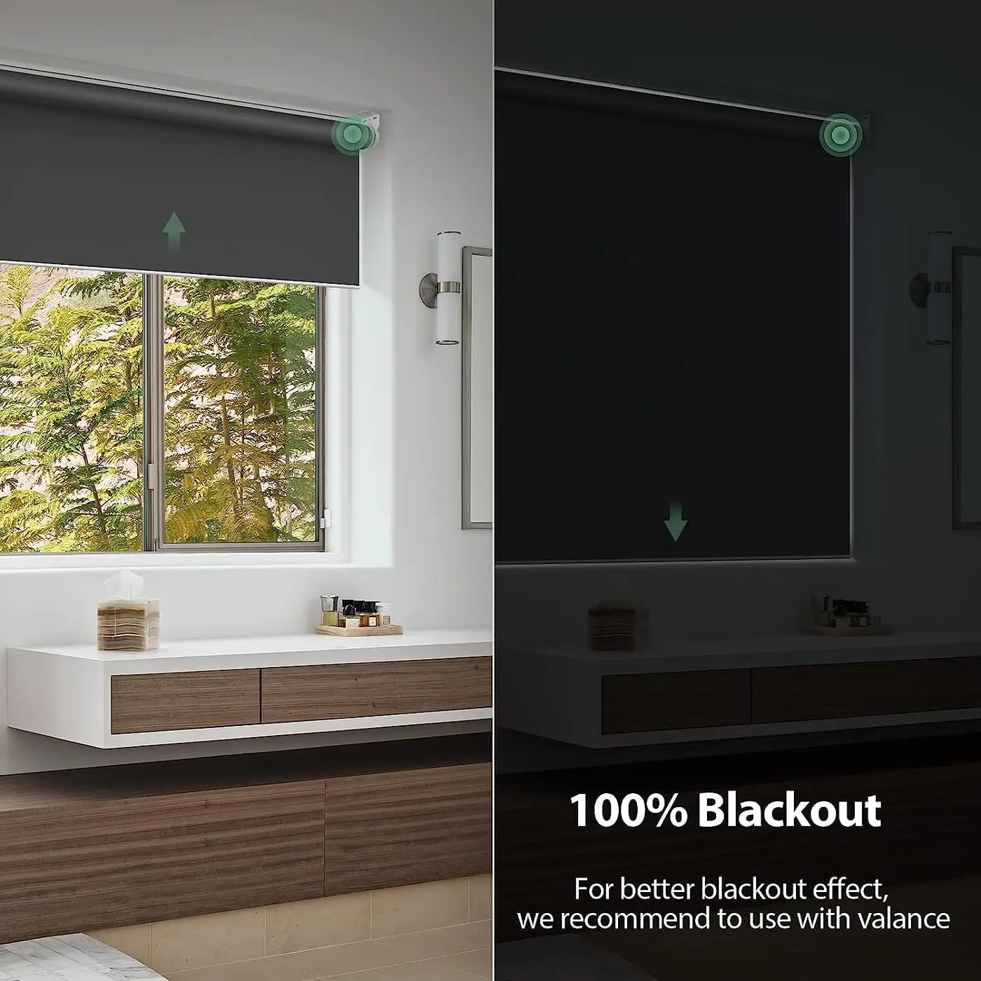 BOLAIEN Blackout Roller Blind Motorized Window Blind with Remote Control Rechargeable 100% Blackout Smart Shades, Custom Size