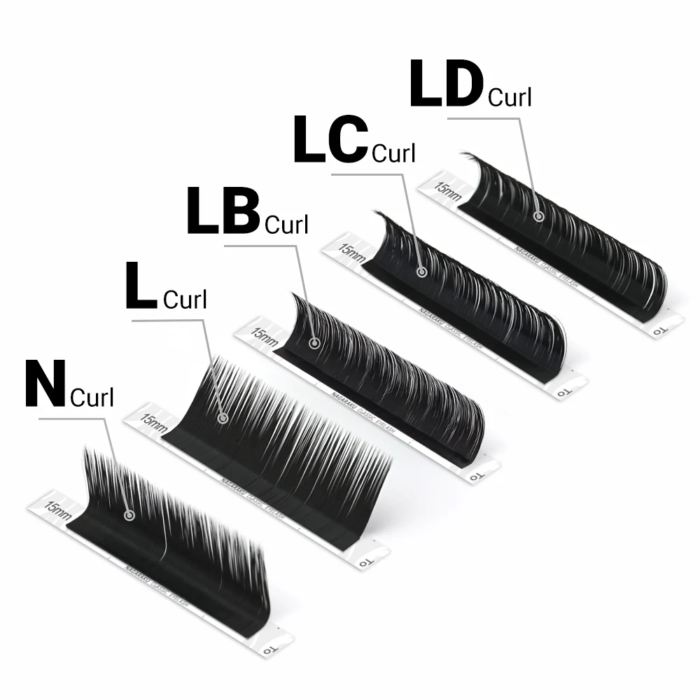 나가라쿠 컬 인조 속눈썹 연장, 여우 눈, 인조 밍크 매트 블랙, 소프트 내추럴 L + 메이크업 속눈썹, LC, LD, N, L, M, 7-15mm 믹스