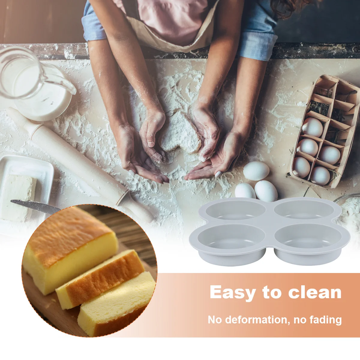 

2pcs Oval Silicone 4-Cavity Non-Stick Diy Baking Tool For Cake Pudding Craft Soap Mold Cake Mold Diy