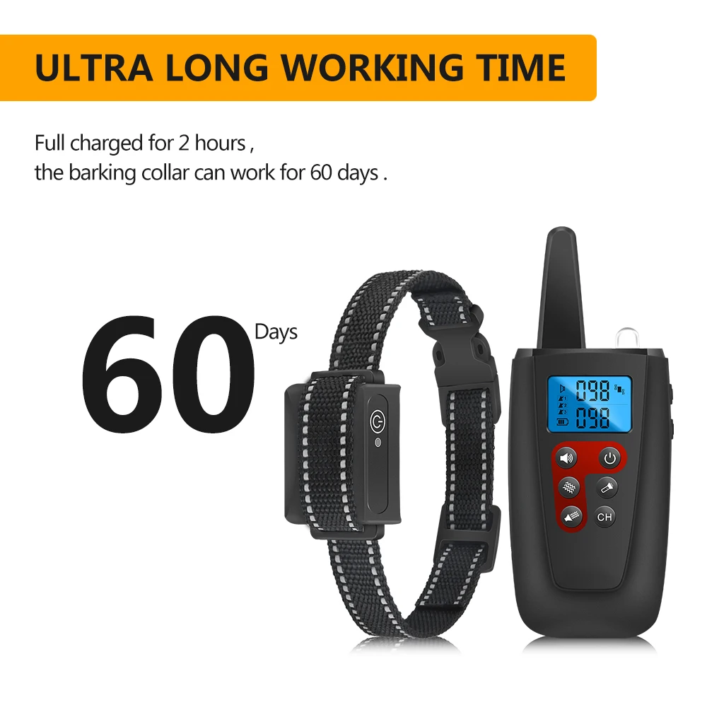 No Shock No Pins Dog Training Collar 3300ft Remote IP67 Waterproof Rechargeable Pet Training Collar Sound Vibration Shock Free