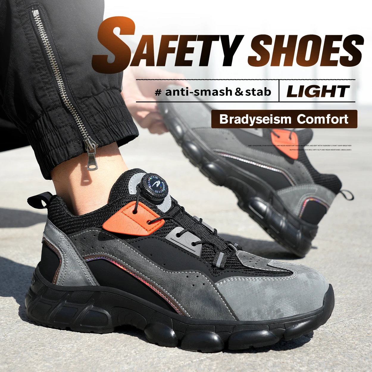 New Rotated Button Construction Work Safety Shoes For Men Sneakers Steel Toe Cap Shoe  Puncture-Proof Work Safety Shoes Boots