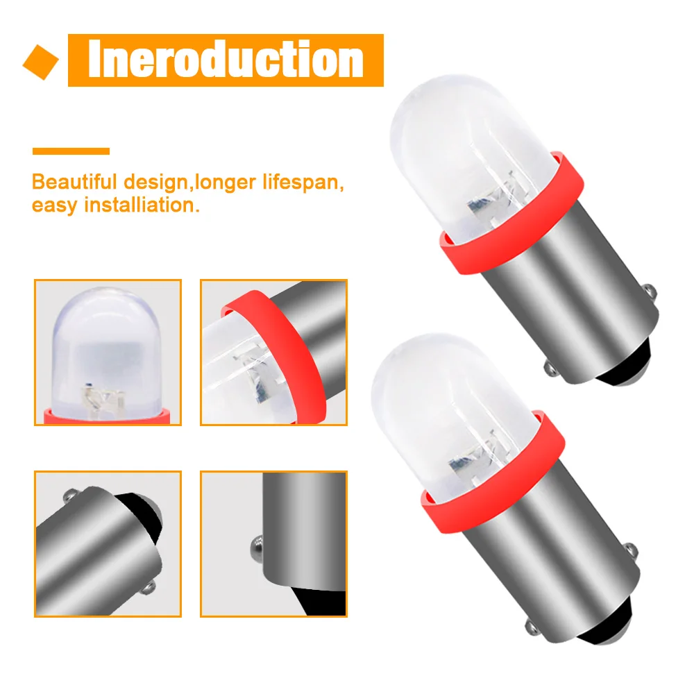 10Pcs GE44 47 T11 T4W BA9S H6W 3886X 1895 64111 Pinball Game Machine Led Bulbs convex Car Instrument Cluster Interior Lights 12V