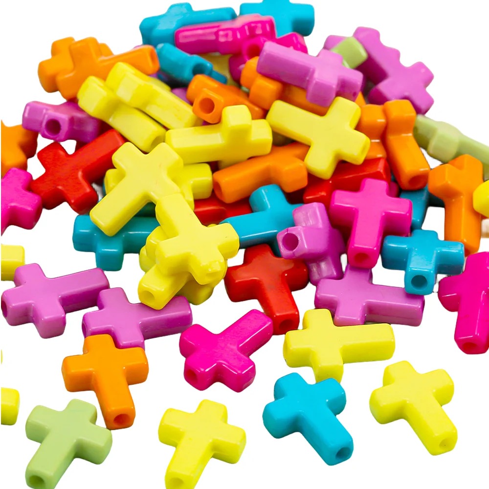 

40-80Pcs/Lot 16x12mm Acrylic Candy Color Cross Loose Spaced Beads For DIY Necklace Bracelet Jewelry Making Accessories Wholesale
