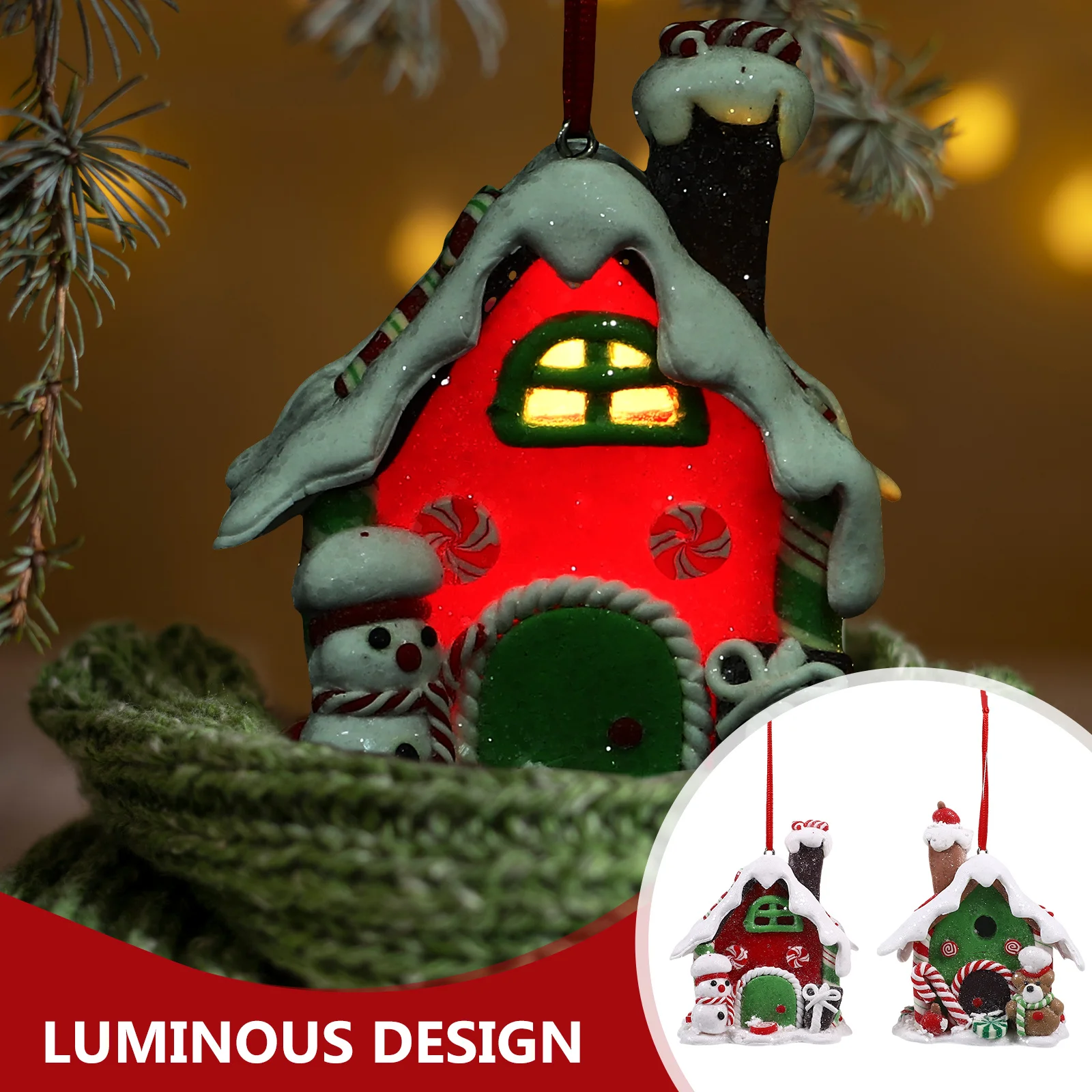 

2pcs Lighted Gingerbread Christmas Candy Luminous Decor For Tabletop Wall Xmas Party Women'S Unique Gift Reusable