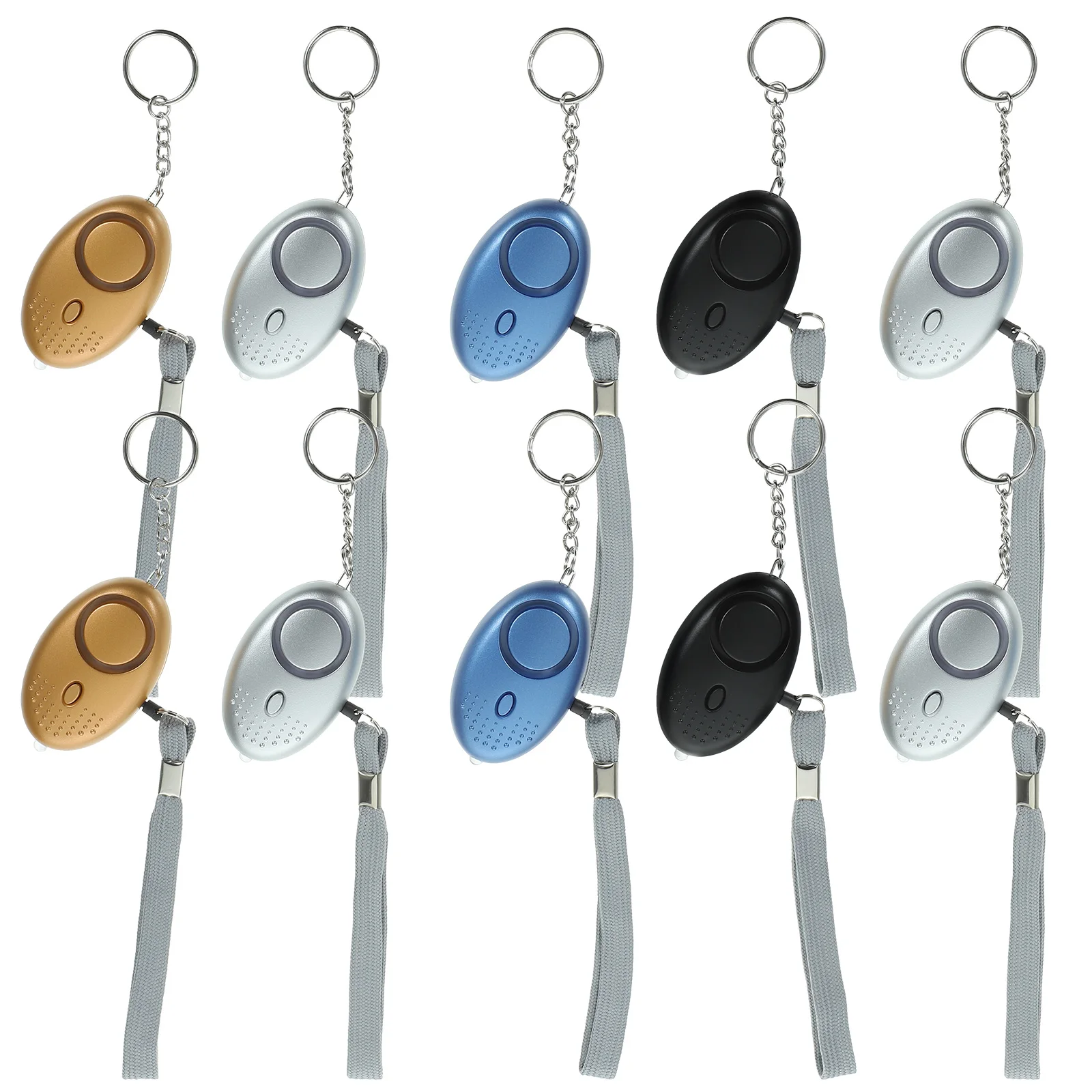 10Pcs Personal Security Alarm Emergency Alarm Keychain LED Device for Personal Protection Outdoor Hiking Travel