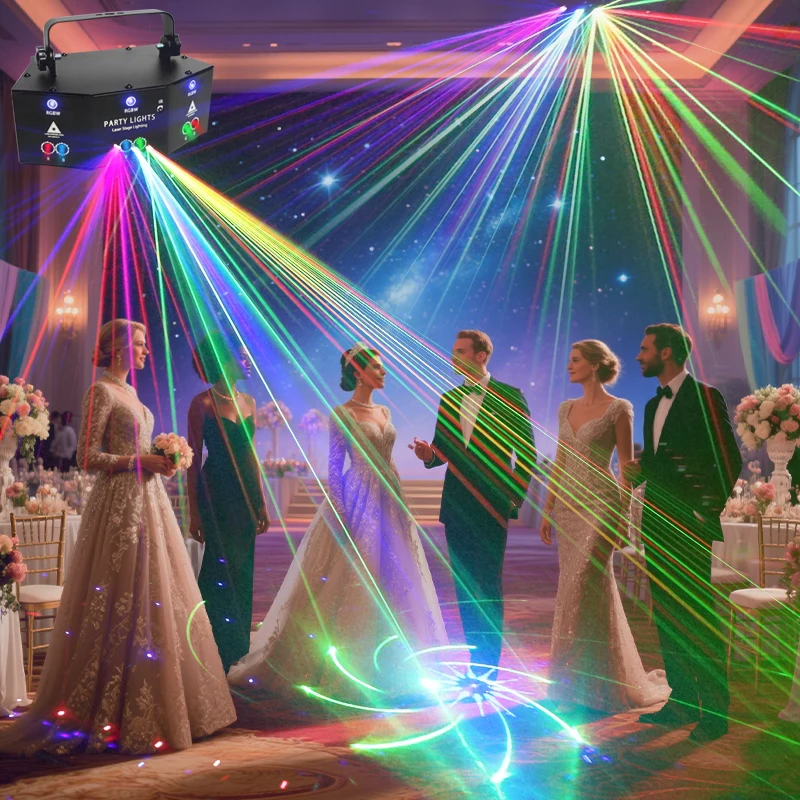 WZSTAR 2025 Proiettore laser a LED con telecomando a 9 occhi Attrezzatura per DJ da palcoscenico per club Lampada laser Luce per atmosfera natalizia