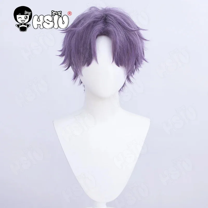 Rafayel Cosplay Wig Game Love and deepspace Cosplay Wig HSIU 30cm gray fuchsia short hair Heat Resistant Synthetic Wig+Wig cap