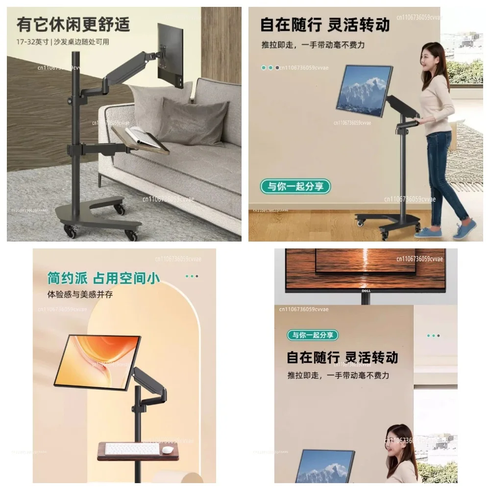 Height Adjustable Floating Monitor Mount Arm with Swivel Tilt Bracket for Desk