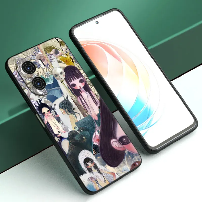 Aya Takano Funky art Cartoon Cover Black Case For Huawei Nova 11 Pro 12 10 9 8 Pro 11i 8i 7i 11SE 10SE 9SE Y91 Y90 Y71 Y70 Y61