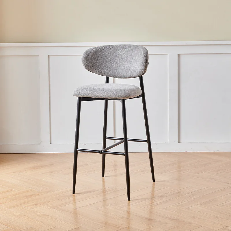 Taburete alto nórdico con respaldo para el hogar, Bar, recepción, Bar Simple moderno, silla de isla de cocina