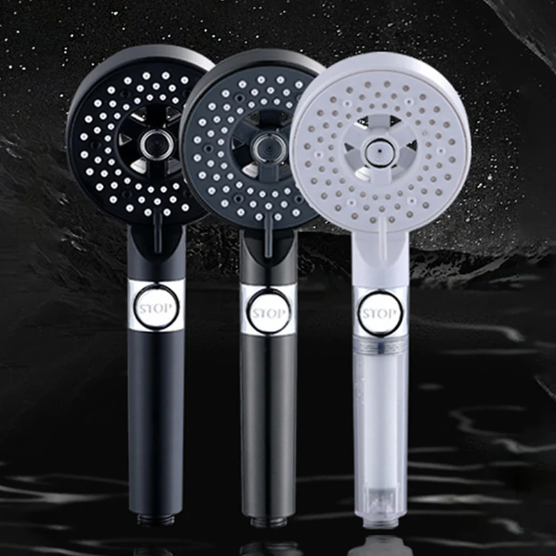 

5 Modes Massage Shower Head With Filter Spa Handheld ECO Round Adjustable Button Water Saving Bathroom Accessories Faucet Set