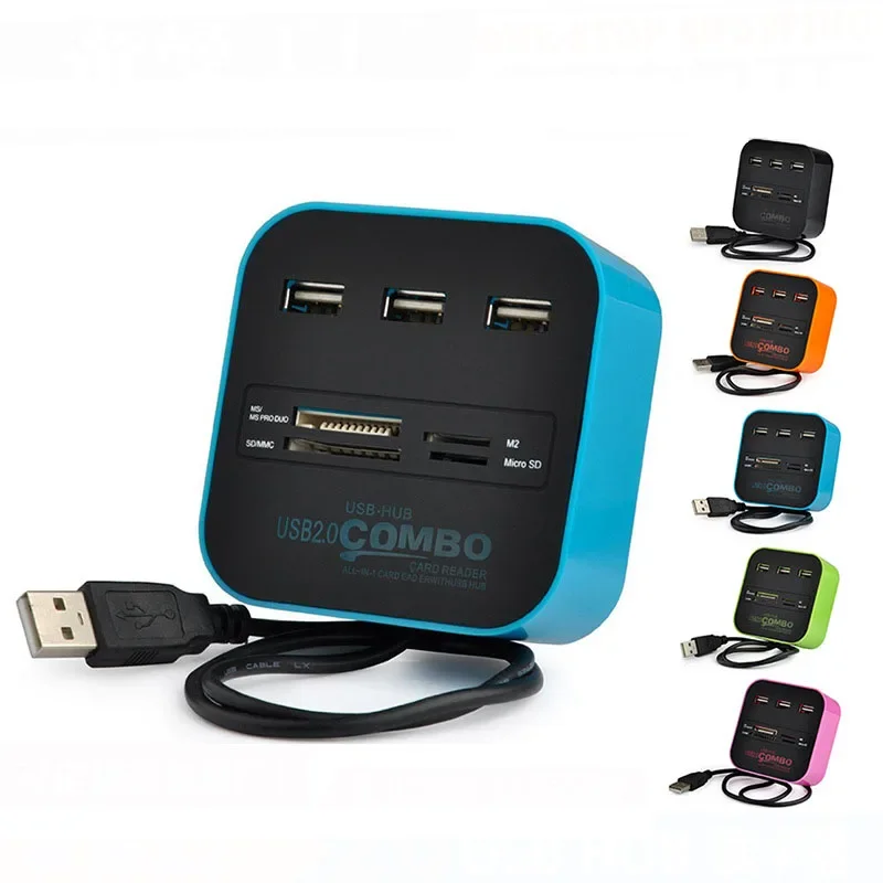 

7 в 1 MicroSD SD TF MS M2 USB2.0-концентратор MicroUSB-сплиттер Универсальный дизайн для чтения карт памяти для Ipad Android Телефон ПК Macbook