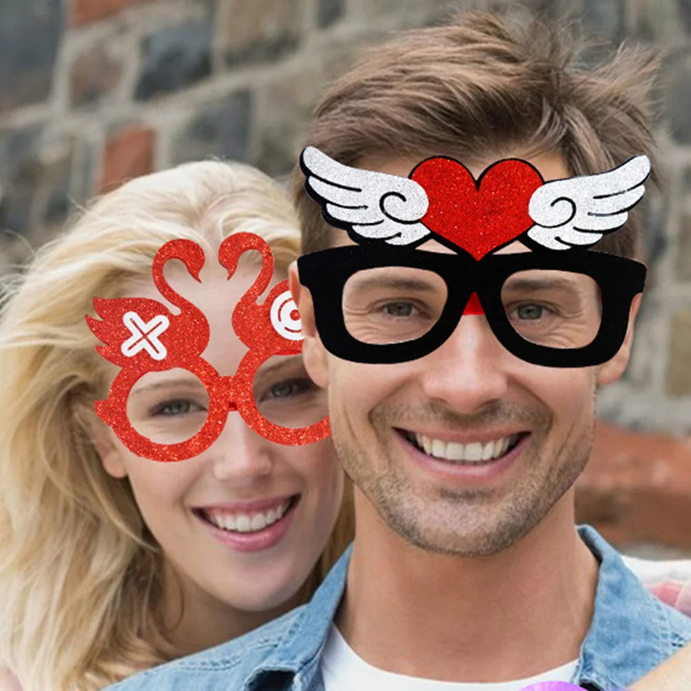 

9Pcs Cool Glasses for Teens Heart Shaped Eyeglasses Fun Party Glasses Romantic Valentines Day Decor for Women Photo Props