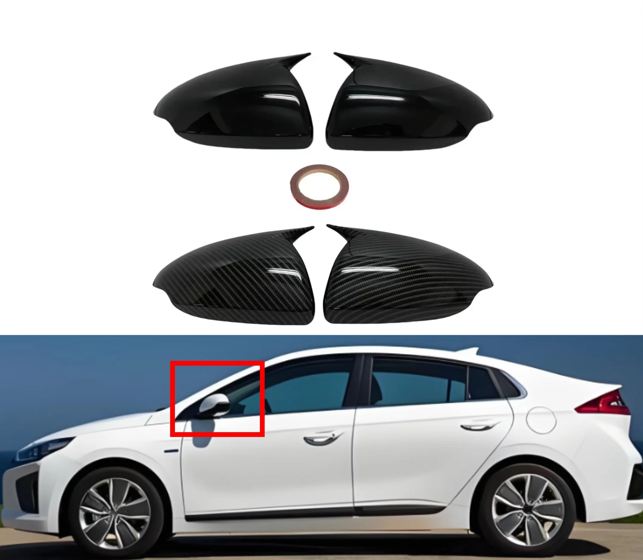 

Car Rearview Side Mirror Cover Fit For Hyundai IONIQ 2016 2017 2018 2019 2020-2022 Wing Cap Rear View Case Trim Carbon Fiber