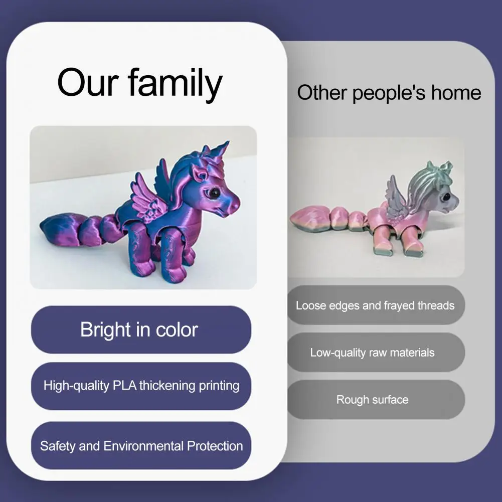 Flying Horse Statue Movable Joints Flying Horse Figurine 3d Printed Pony Statue Stress Relief Fidget Toy Educational Model