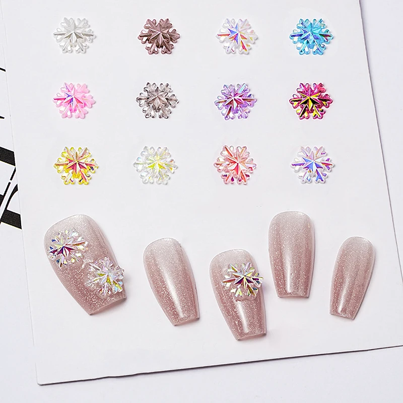 

50pcs Colorful Snowflake Nail Accessories Simulated Snowflake Resin Nail Decoration French Nail Jewelry Dril Accessories