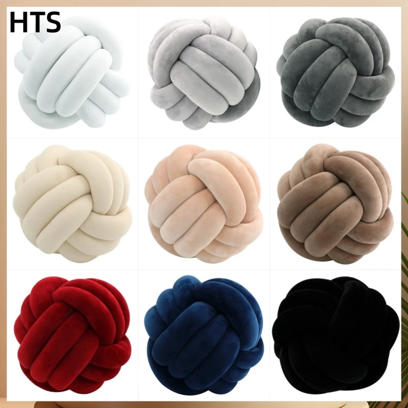 Solid Color Knot Pillow Ball Round Throw Pillows Home Decor Cushion Decorative Aesthetic Handmade Cute Couch Cushion