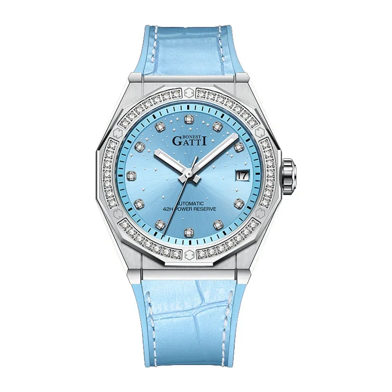 BONEST GATTI   Ladies' mechanical watch with diamond inlay, fashionable waterproof watch