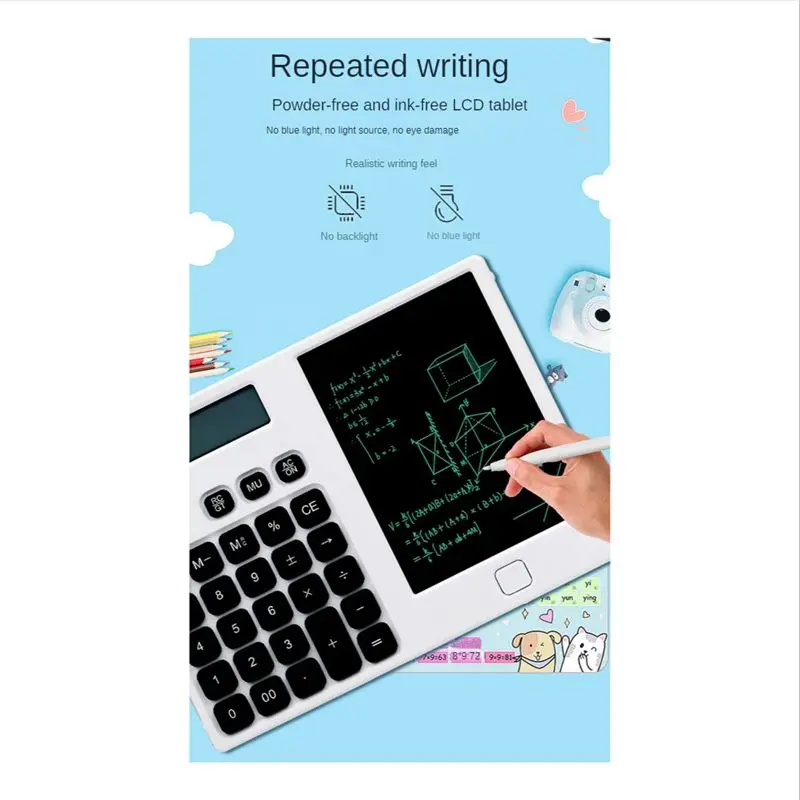 A24I Calculators,12-Digit Display Pocket Desktop Calculator with Erasable Wiriting Pad for Student School Black