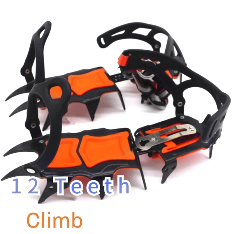 12 Tooth Ice Snow Crampons Anti-Slip Climbing Gripper Shoe Covers Spike Cleats Snow Skid Crampon For Sport