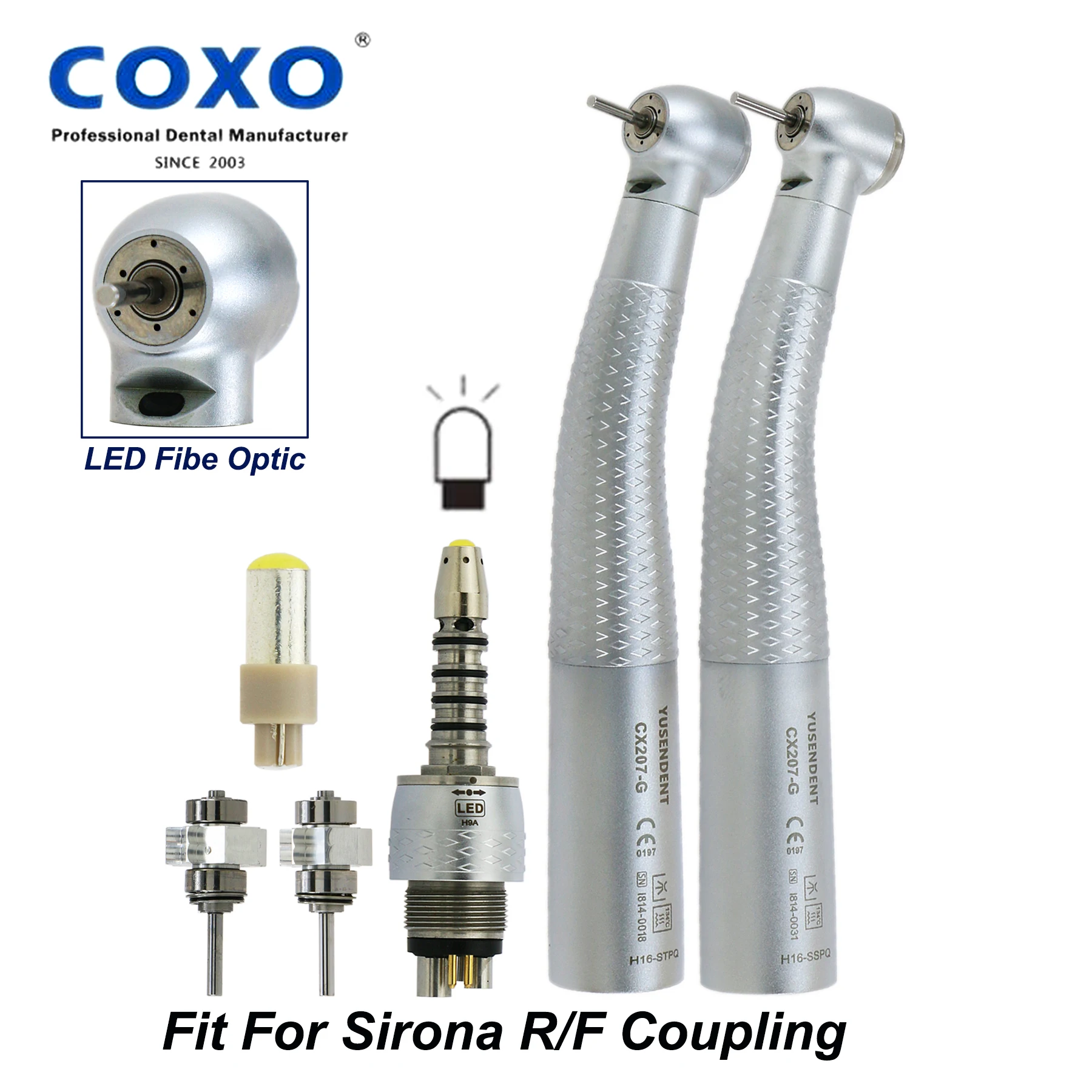 KaVo Multiflex NSK Phatelus Sirona LED Coupler Coupling 6Pin Fit COXO Dental High Speed Fiber Optic Air Turbine Handpiece CX207G