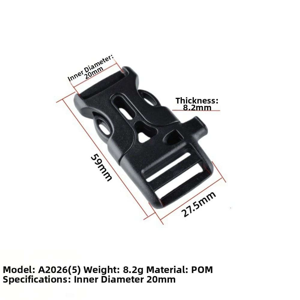 4pcs New 14mm/15mm/16mm/20mm Side Release Buckle Plastic Black Curved Emergency Survival Whistle Buckle Bracelet Strap Buckle