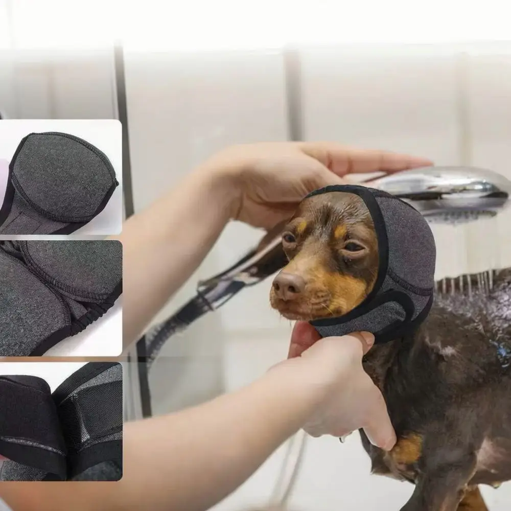 Dog Ear Warmer Protector Anxiety Relief Cap Noise Cancelling Headband For Bathing Drying Grooming Breathable Polyester Pet Gear