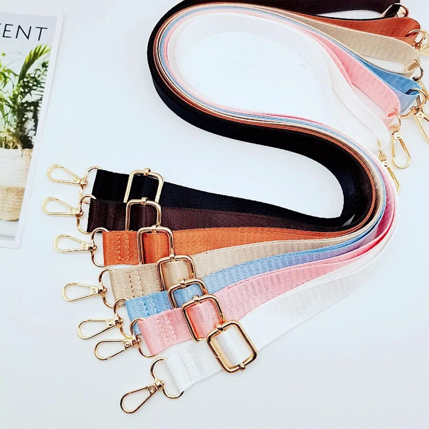 1pc 2.5 Cm Wide Adjustable Nylon Bag Strap Solid Color Shoulder Bag Strap Handbag Strap Handle Crossbody Belt Bag Accessories