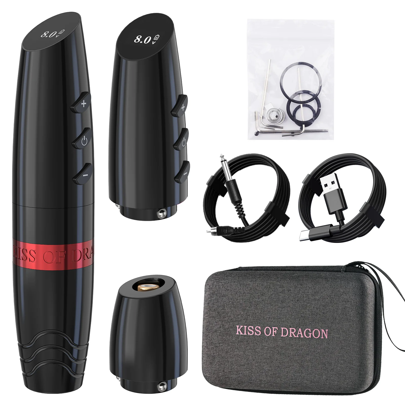 

Беспроводная вращающаяся машина для татуировки Kiss of Dragon с 1 батареей, профессиональная мощность с ЖК-дисплеем для татуировки