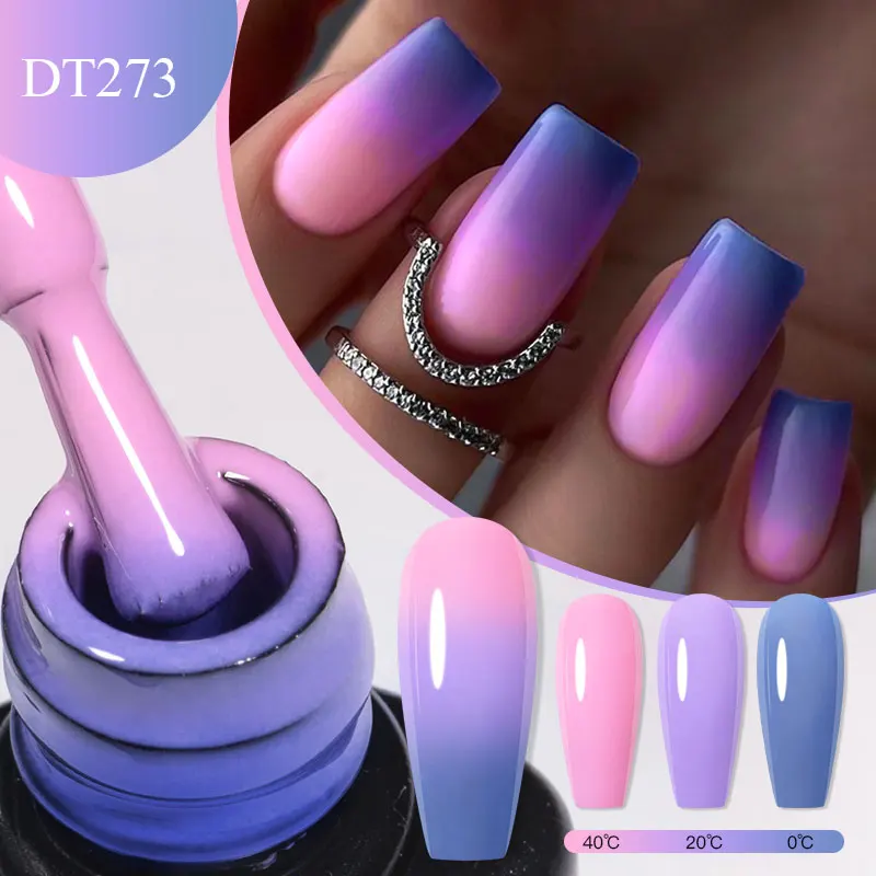 7ml Thermal Gel Nail Polish 3 Layers Temperature Color Changing Gel Winter Grey Semi Permanent Soak Off UV LED Nail Art Varnish