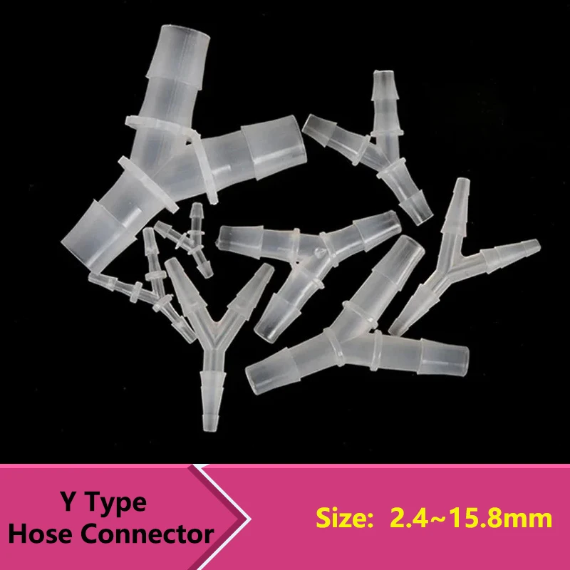 

10pcs Water Hose Connector Y Type Food Grade 2.4mm ~15.8mm Translucent Tapered Head PP 3-way Splitter Pipe Tube Joint Adapter