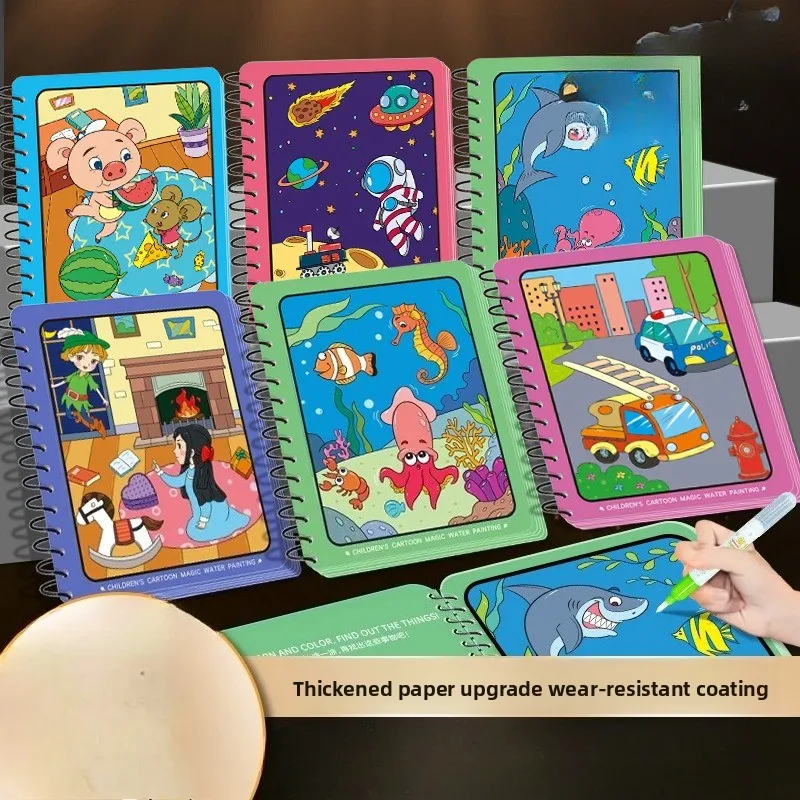 كتاب رسم مائي قابل لإعادة الاستخدام 1P - لوحة رسم سحرية خالية من الفوضى مع قلم مائي قابل لإعادة الملء