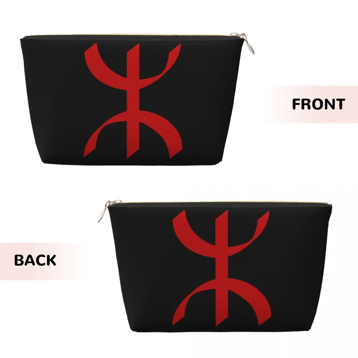 Custom Red Amazigh Tifinagh Symbol Toiletry Bag Women Berber Flag Makeup Cosmetic Organizer Lady Beauty Storage Dopp Kit Case