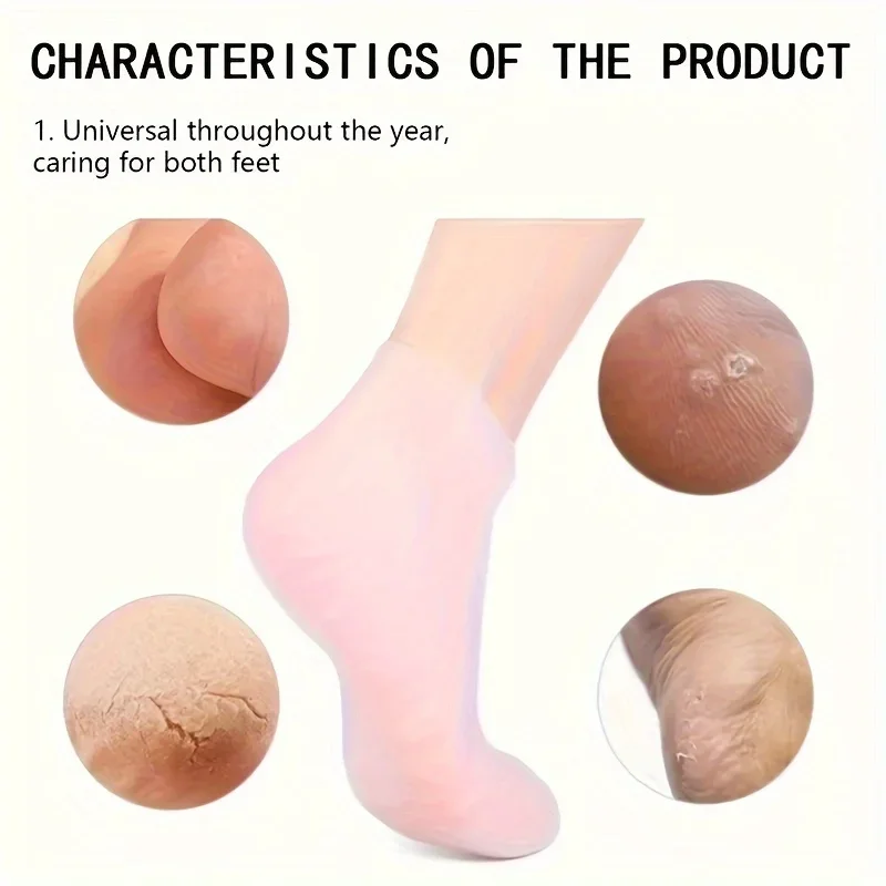 Waterproof Silicone Foot Covers, Non-Slip Moisturizing Socks, Reusable Pedicure Care, Cracked Heel Repair, Spa &Home Use, Unisex image 3
